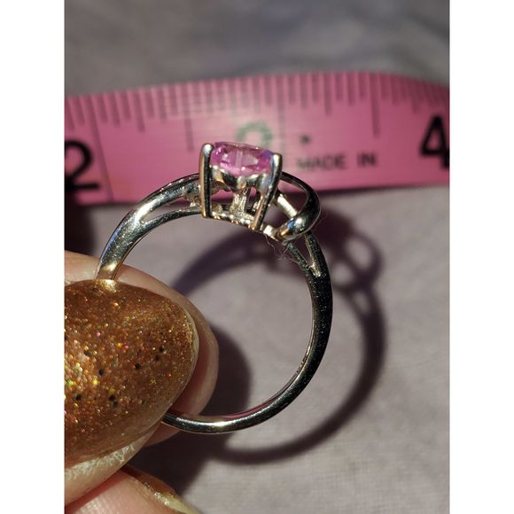 Diamond and Pink Topaz Heart 10k Ring